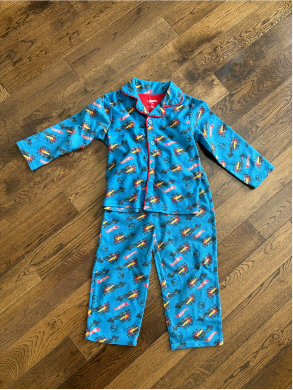 Hot Wheels Pajama Set Boys size 4T Blue Red